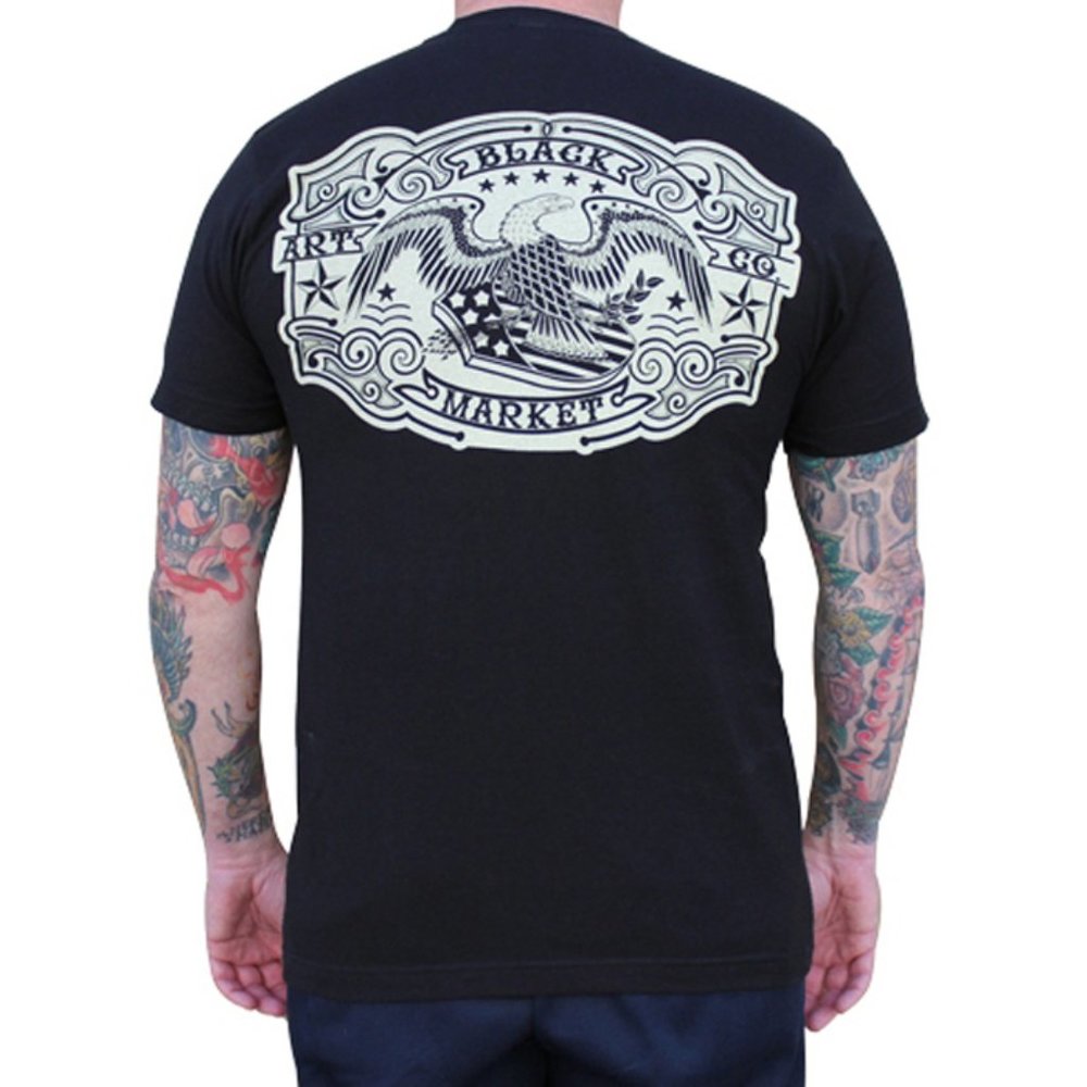 Proud Eagle Tattoo Art by Brother Greg Black Tee S-M-L-XL-2XL NEW